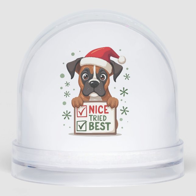 Cute Boxer dog Dog Christmas Nice Tried my Best  ( Snowglobe (Front)