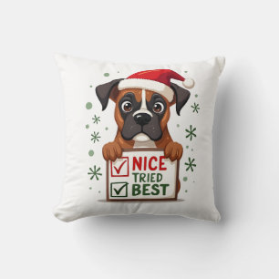 Cute Boxer dog Dog Christmas Nice Tried my Best ( Throw Pillow