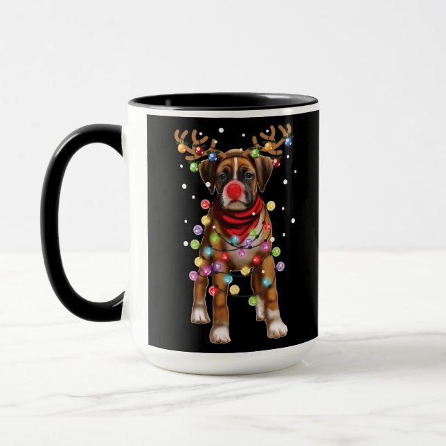 Cute Boxer Dog Funny Christmas Holiday Gifts Mug (Left)
