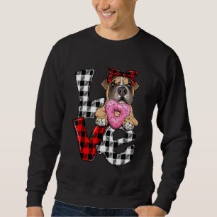 Cute Boxer Dog Lover Heart Plaid Valentines Day Co Sweatshirt