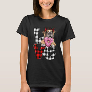 Cute Boxer Dog Lover Heart Plaid Valentines Day Co T-Shirt