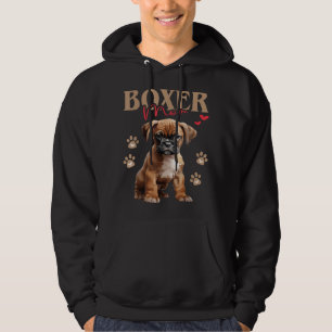 Cute Boxer Dog Puppy Boxer Mom Paws And Hearts Dog Hoodie
