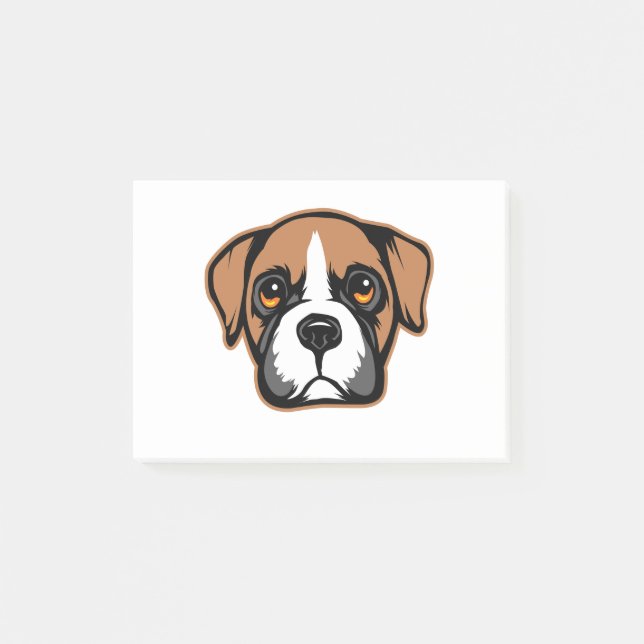 Cute Boxer Dog Puppy Portrait Drawing Post-it Notes (Front)