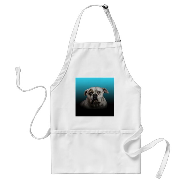 Cute Boxer Dog w Blue Black Gradient  background Standard Apron (Front)