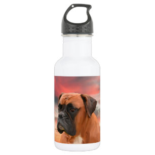 Cute Boxer Dog Water Colour Oil Painting Art 532 Ml Water Bottle