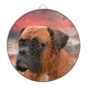 Cute Boxer Dog Water Colour Oil Painting Art Dartboard
