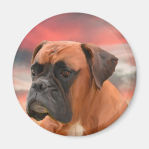 Cute Boxer Dog Water Colour Oil Painting Art Magnet
