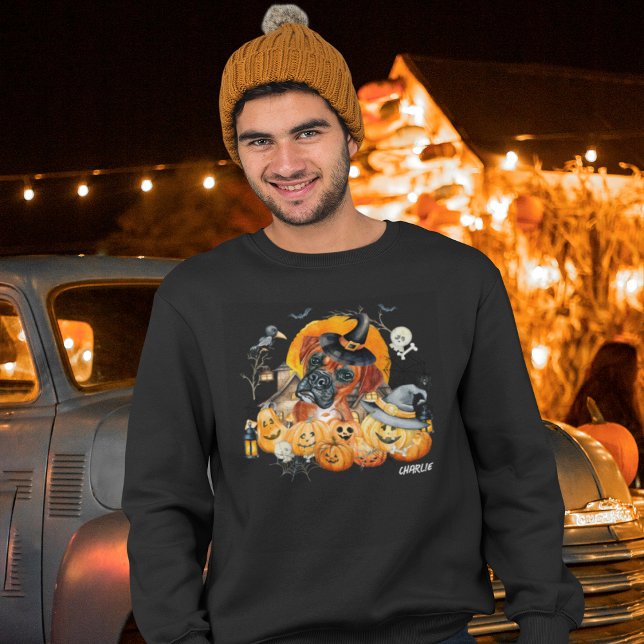 Cute Boxer Halloween Dog Custom Sweatshirt (Front)
