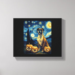 Cute Boxer Halloween Jack O Lantern Pumpkin Face S Canvas Print