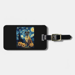 Cute Boxer Halloween Jack O Lantern Pumpkin Face S Luggage Tag