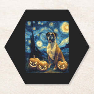 Cute Boxer Halloween Jack O Lantern Pumpkin Face S Paper Coaster