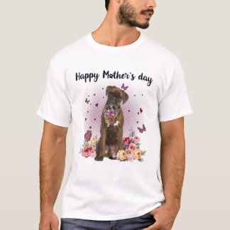 Cute Boxer Mom Flower Happy Mother's Day Love Dog T-Shirt