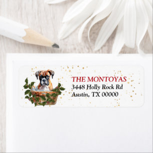 Cute Boxer Puppy Basket Return Address