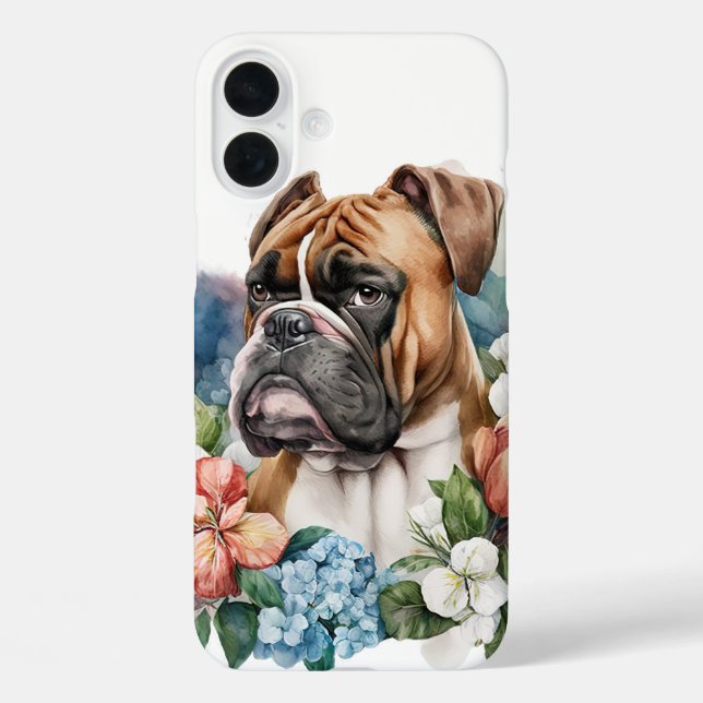 CUTE BOXER PUPPY DOG IN WILDFLOWERS Case-Mate iPhone CASE (Back)