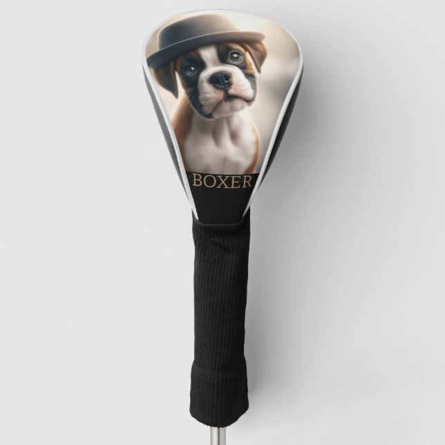 Cute Boxer Puppy – Stylish Dog Art Golf Head Cover (Front)