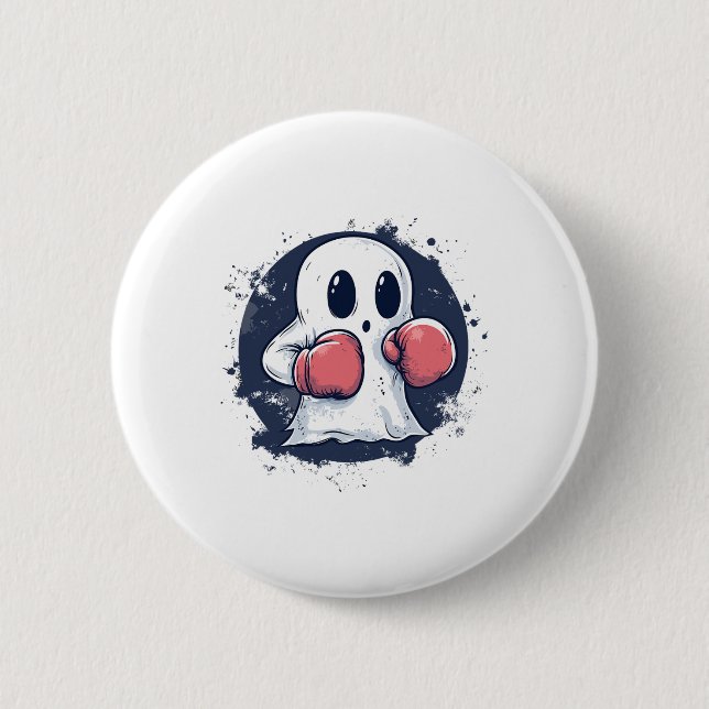 Cute Boxing Ghost Art  2 Inch Round Button (Front)