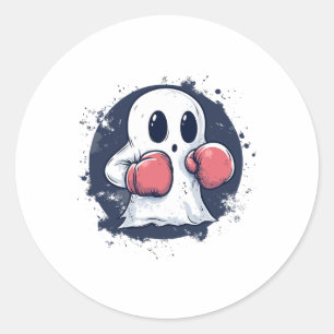 Cute Boxing Ghost Art  Classic Round Sticker