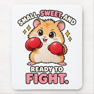 Cute boxing hamster ready to fight mouse pad