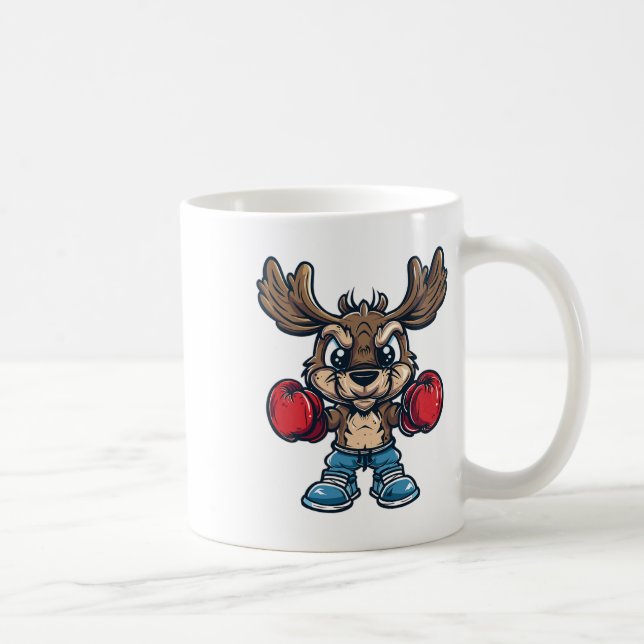 Cute Boxing Moose  Coffee Mug (Right)