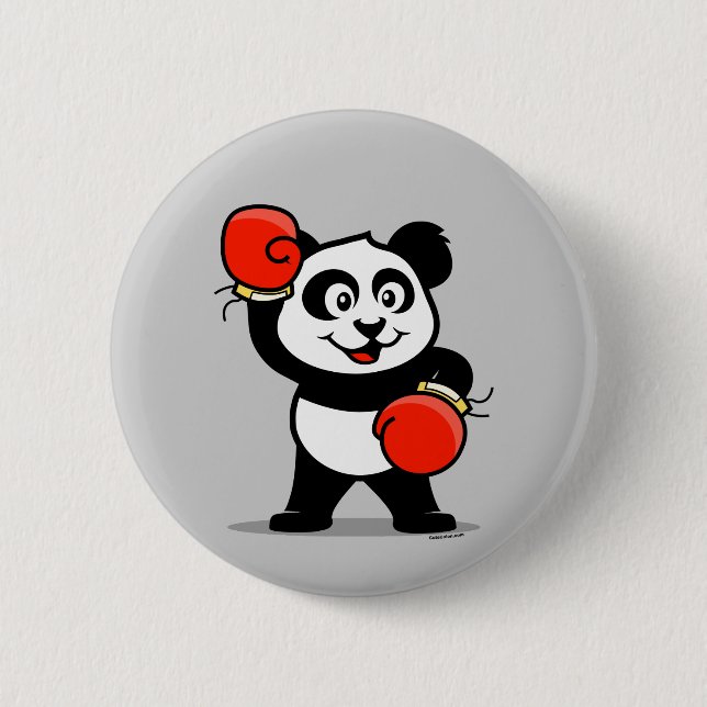Cute Boxing Panda 2 Inch Round Button (Front)