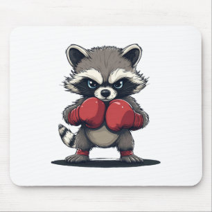 Cute Boxing Raccoon Costume For Sport And Gloves L Mouse Pad