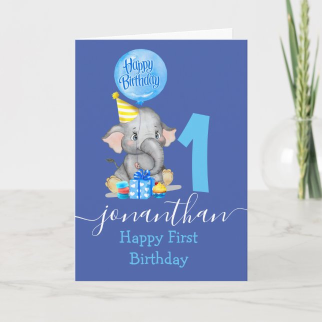 cute boy 1st birthday card (Front)