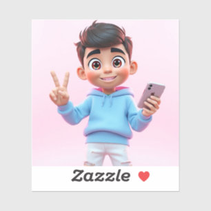 Cute boy 3d Custom-Cut Vinyl Sticker