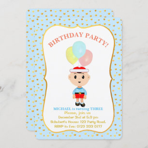 Cute Boy 3rd Birthday Invitation