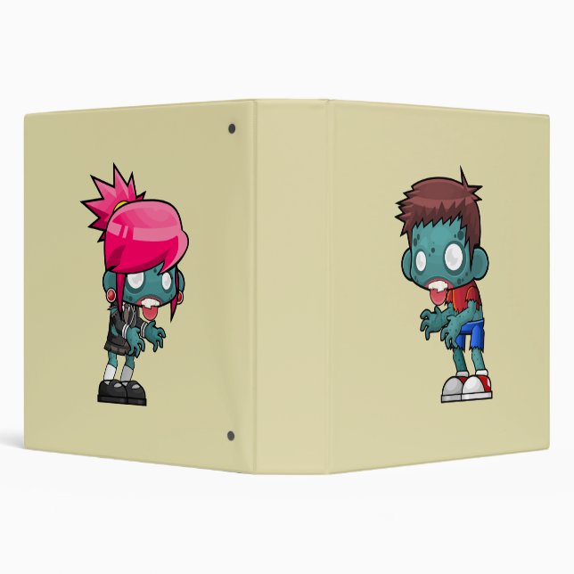 Cute Boy and Girl Zombie Illustration Binder (Background)