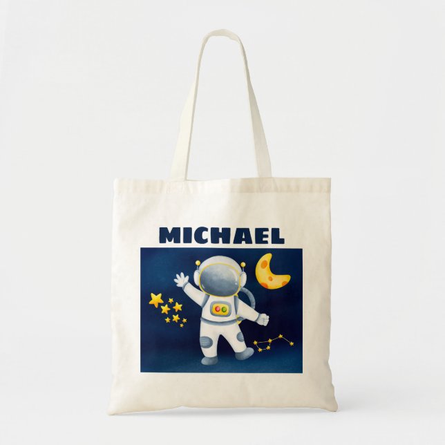Cute Boy Astronaut dans le Sac fourre-tout spatial (Devant)