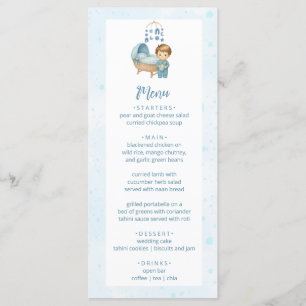 Cute Boy Blue Nursery Baby shower Party Menu