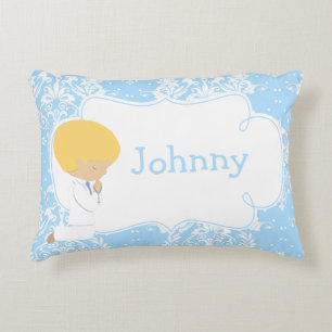 Cute Boy Child Praying and Poem Accent Pillow