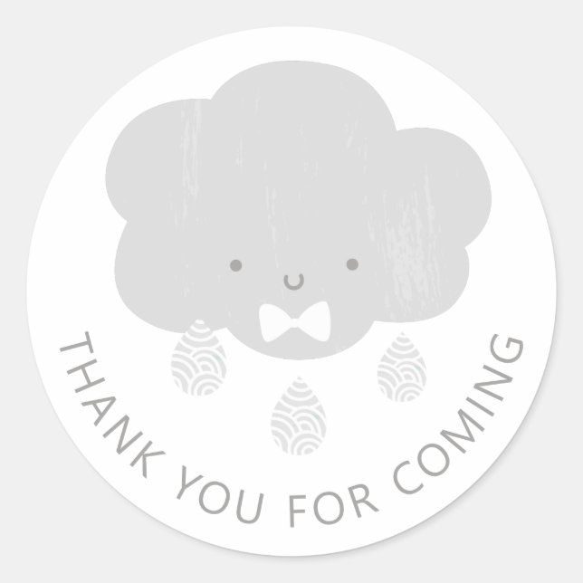 Cute boy cloud. Baby shower thank you for coming Classic Round Sticker (Front)