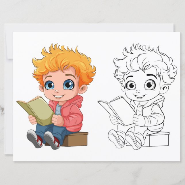 Cute boy colouring page (Front)