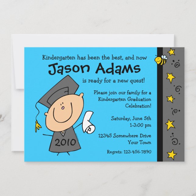 Cute Boy Custom Graduation Invitations (Front)