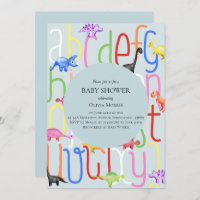 Cute Boy Dinosaur and Alphabet Baby Shower