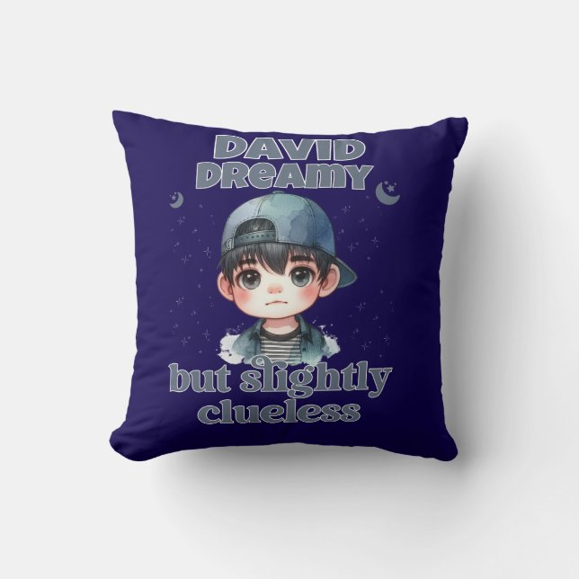 Cute Boy Dreamy But Slightly Clueless Throw Pillow (Front)