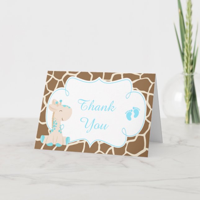 Cute Boy Giraffe Thank You Card (Front)