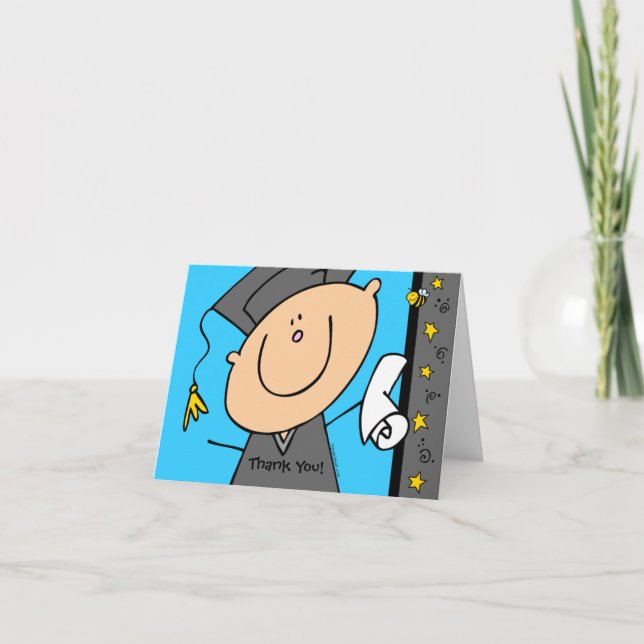Cute Boy Grad Custom Thank You Card (Front)
