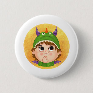 Cute boy in a Dragon costume 2 Inch Round Button