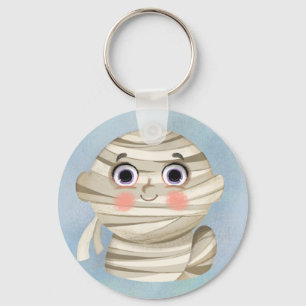 Cute boy in a Mummy Halloween costume Paper Plate Keychain