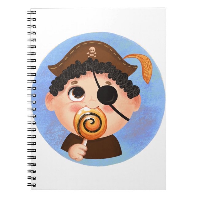 Cute boy in a pirate Halloween costume Notebook (Front)