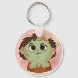 Cute boy in a Zombie Halloween costume  Chocolate  Keychain