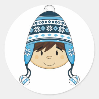 Cute Boy in Bobble Hat Sticker