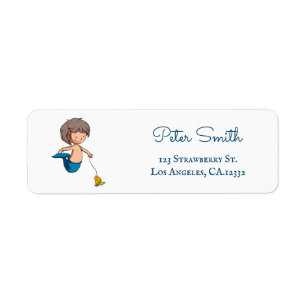 Cute Boy Mermaid Pet Snail Return Address