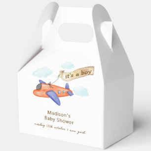 Cute Boy Minimal Aviator Airplane Baby Shower  Favor Box