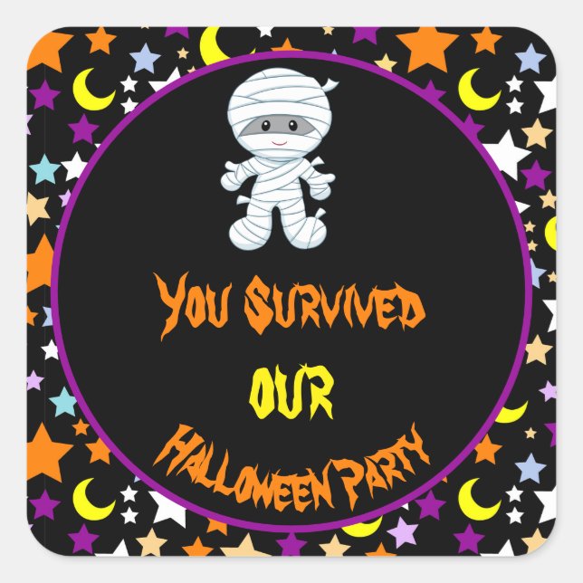 Cute Boy Mummy Halloween Costume Party Square Sticker (Front)