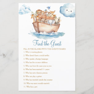 Cute Boy Noah Ark Baby Shower Find The Guest Game