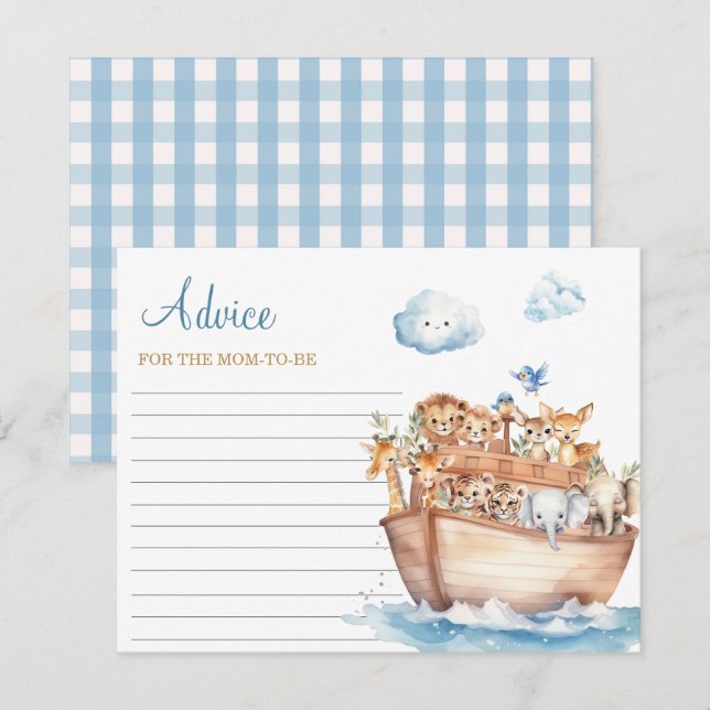 Cute Boy Noah's Ark Baby Shower Advice for Mommy Enclosure Card (Front/Back)