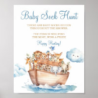 Cute Boy Noah's Ark Baby Shower Baby Sock Hunt
